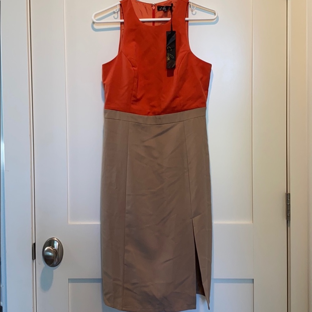 Orange and tope fitted dress